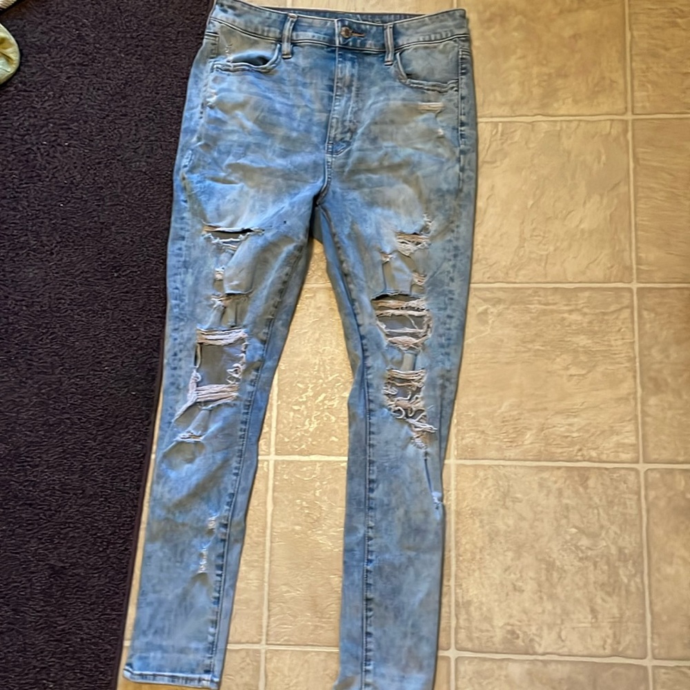 American eagle light blue jeans zipper
